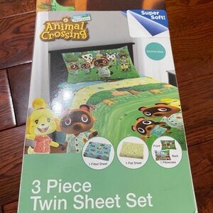 Nintendo Animal Crossing Green Twin Sheet Set